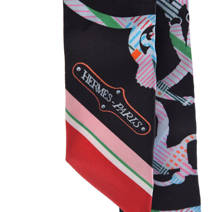 Hermes Silk Cavalcadour Morning Twilly Black Rouge Vert 5 of 8
