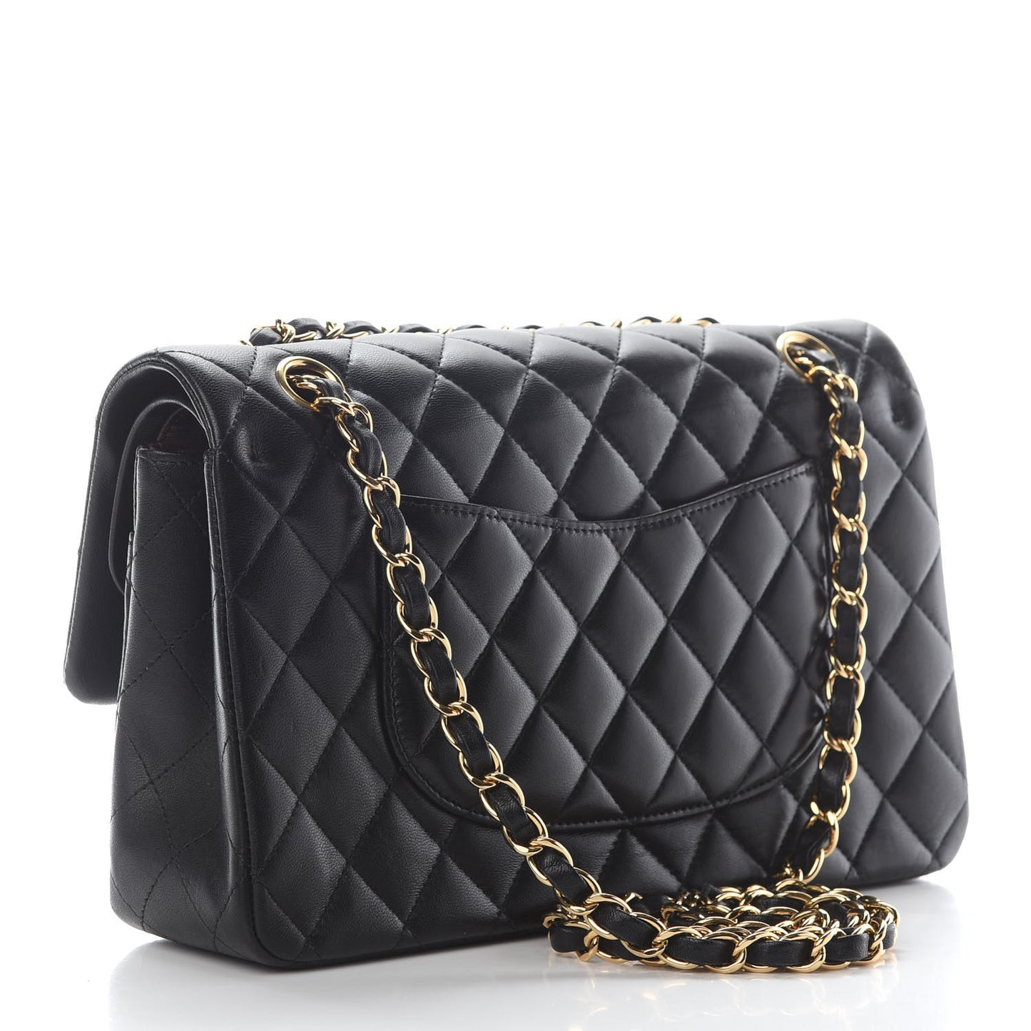 Lambskin Quilted Medium Double Flap Black