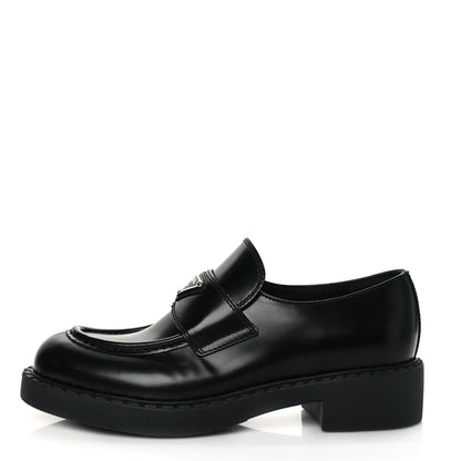 Prada Spazzolato Metal Triangle Logo 50mm Loafers 37.5 Black 1 of 8