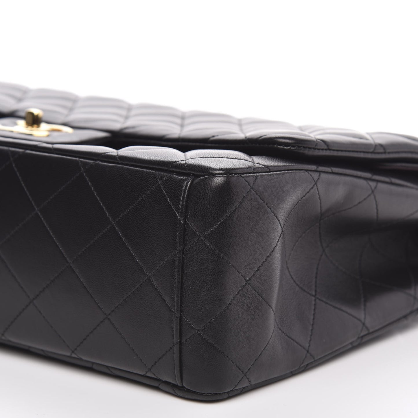 Lambskin Quilted Maxi Double Flap Black