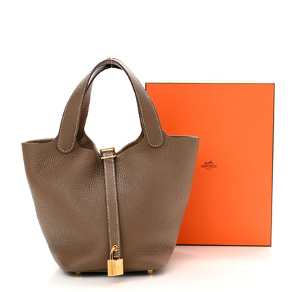 Hermes Taurillon Clemence Picotin Lock 18 PM Etoupe 11 of 11