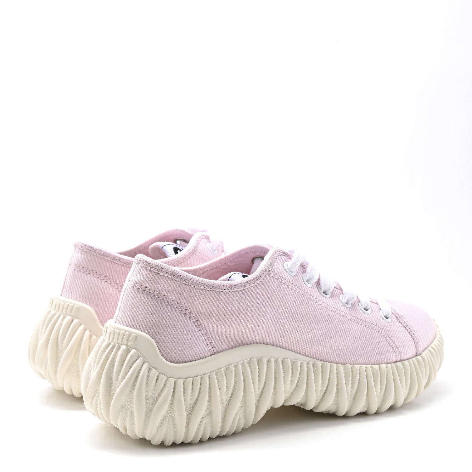 Miu Miu Gabardine Low Top Matelasse Sneakers 35 Alabastro 5 of 8