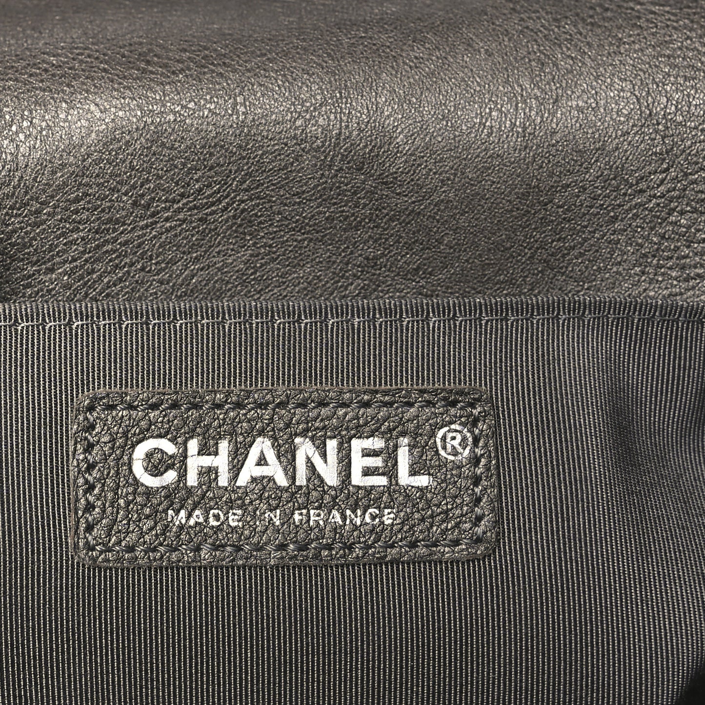 Metallic Calfskin Quilted Medium Boy Flap Dark Silver