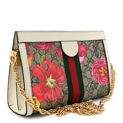 Gucci GG Supreme Monogram Flora Web Small Ophidia Chain Shoulder Bag White 3 of 12