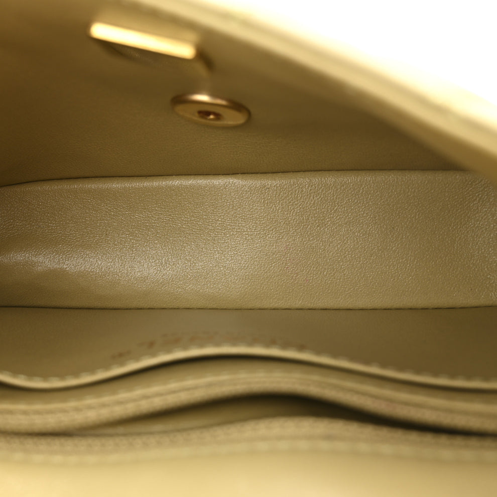 Chanel Lambskin Enamel Quilted Mini Coco Hearts Square Flap Light Green ...