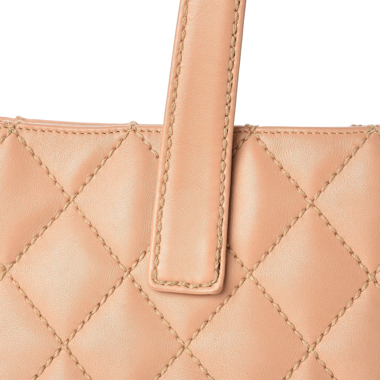 Calfskin Quilted Tote Beige