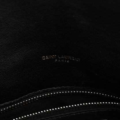 Saint Laurent Lambskin Quilted Medium Loulou Puffer Monogram Chain Satchel Black 6 of 10