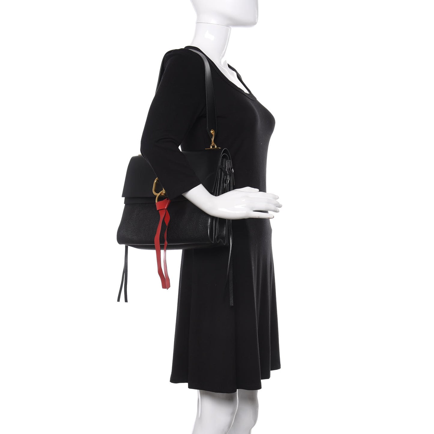 Smooth Calfskin Medium Vring Shoulder Bag Black