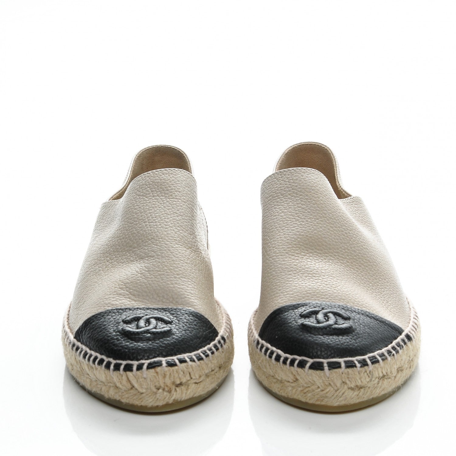 Chanel Grained Calfskin CC Espadrilles 42 Beige Black 2 of 7