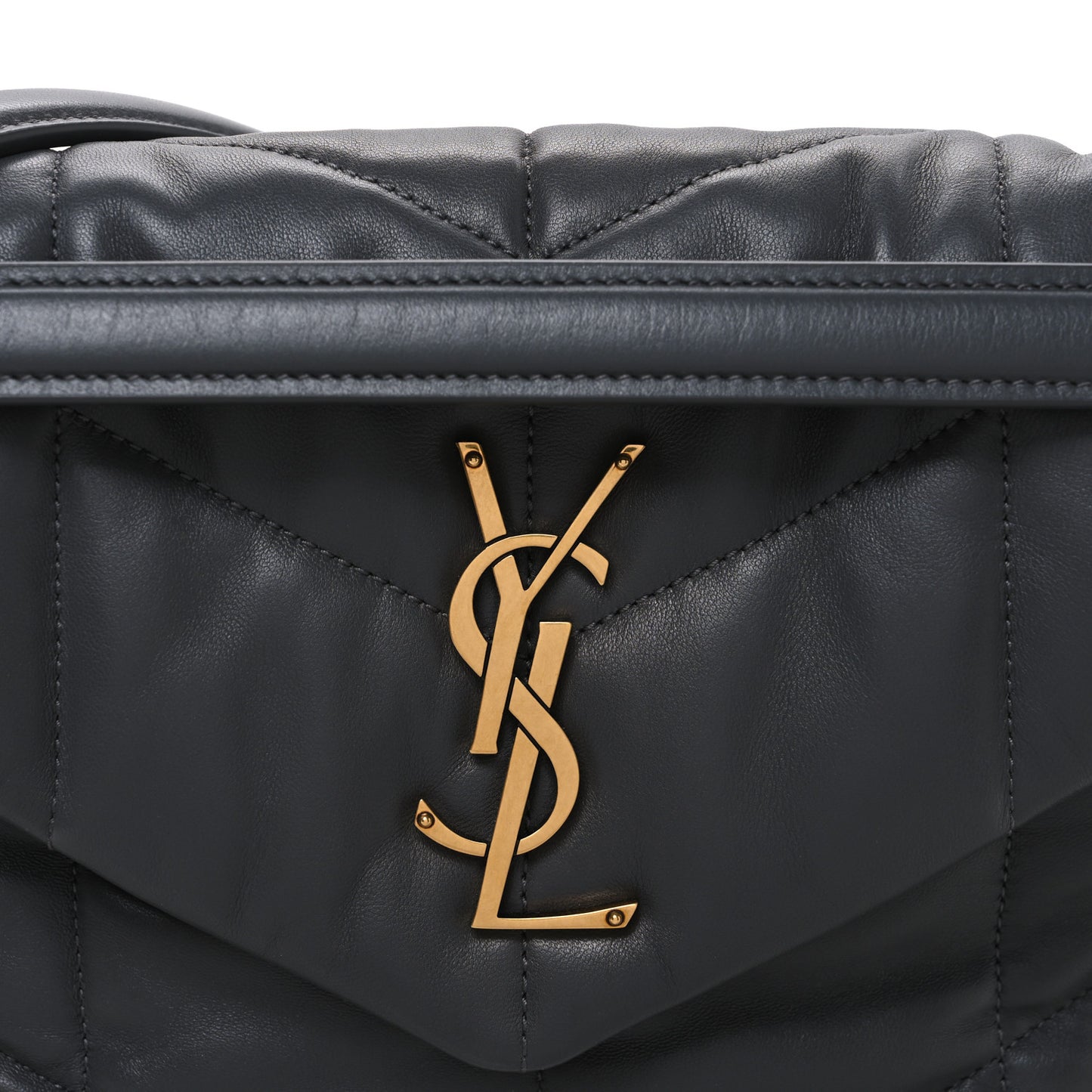 Lambskin Quilted Small Loulou Puffer Monogram Chain Satchel Storm