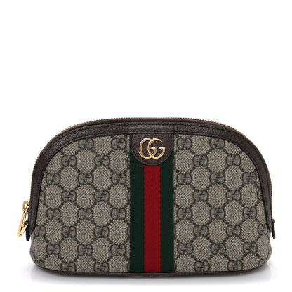 Gucci GG Supreme Monogram Textured Calfskin Web Large Ophidia Cosmetic Case Beige Ebony New Acero 1 of 10