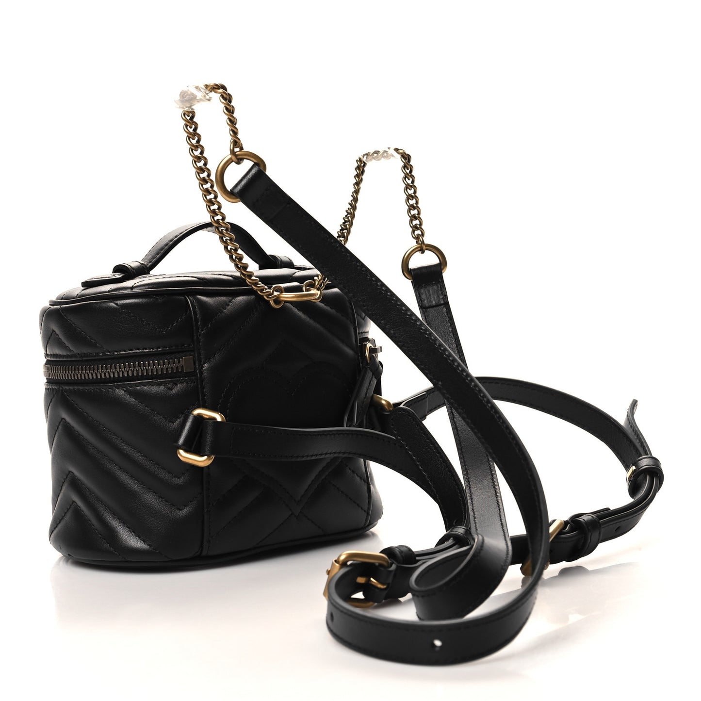 Calfskin Matelasse Mini GG Marmont Round Backpack Black