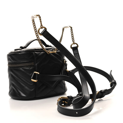 Gucci Calfskin Matelasse Mini GG Marmont Round Backpack Black 3 of 11