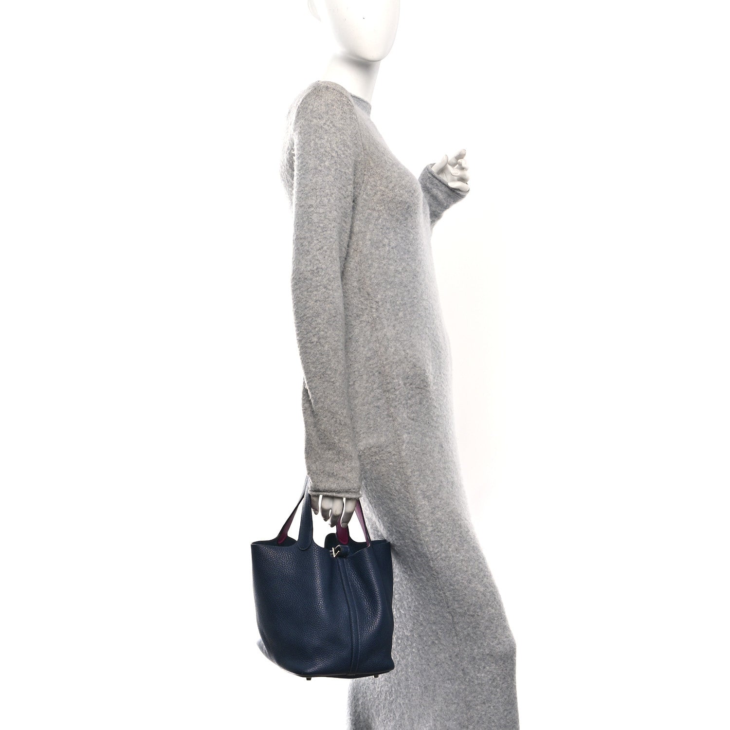 Hermes Taurillon Clemence Picotin Lock 22 MM Bleu Nuit Rose Pourpre 2 of 10