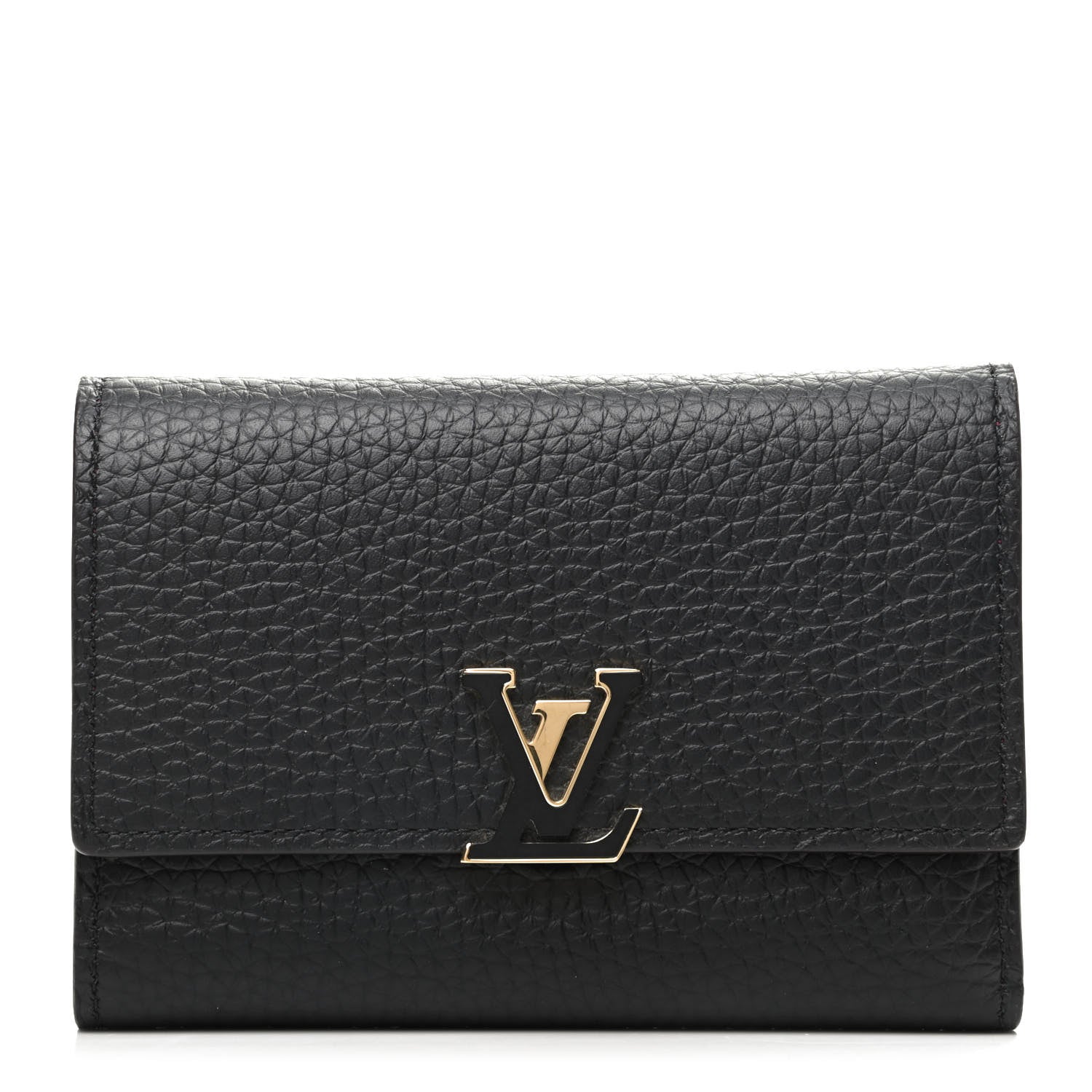 Louis Vuitton Taurillon Capucines Compact Wallet Black 1 of 8