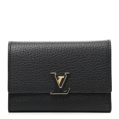 Louis Vuitton Taurillon Capucines Compact Wallet Black 1 of 8