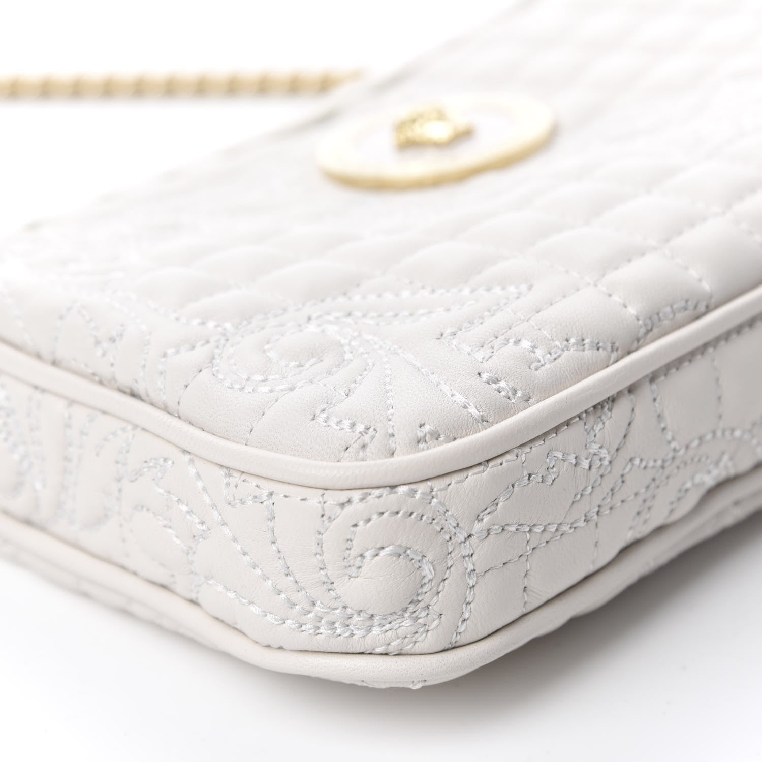 Versace Nappa Barocco Quilted Vanitas Chain Crossbody Bag White 6 of 10