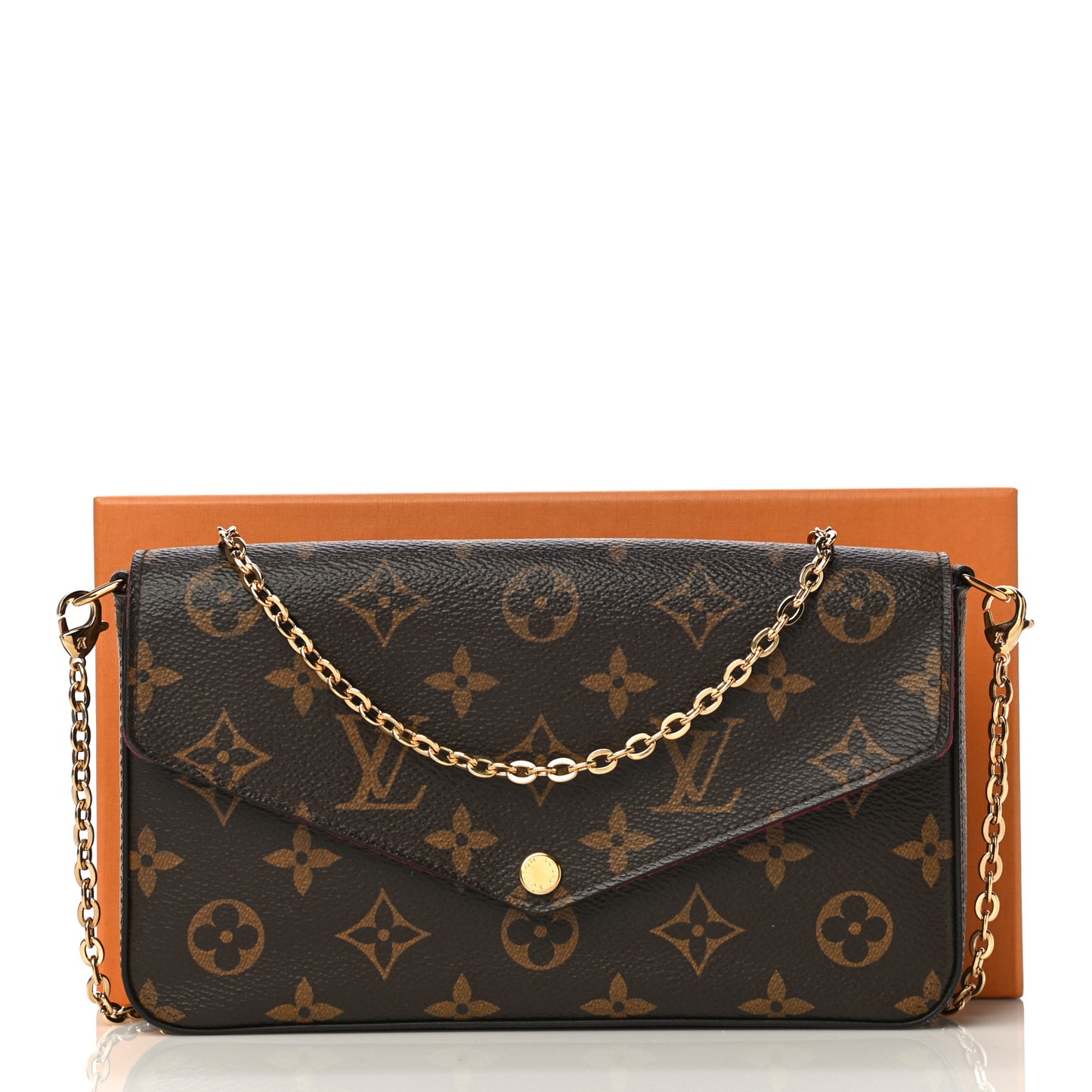 Monogram Pochette Felicie Chain Wallet Fuchsia