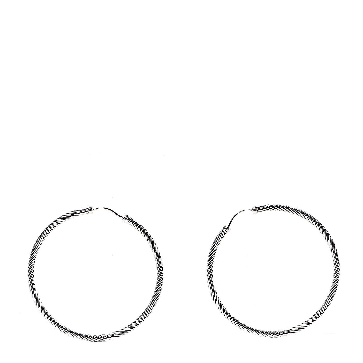 David Yurman Sterling Silver Extra Large Cable Classics Hoop Earrings 1 of 5