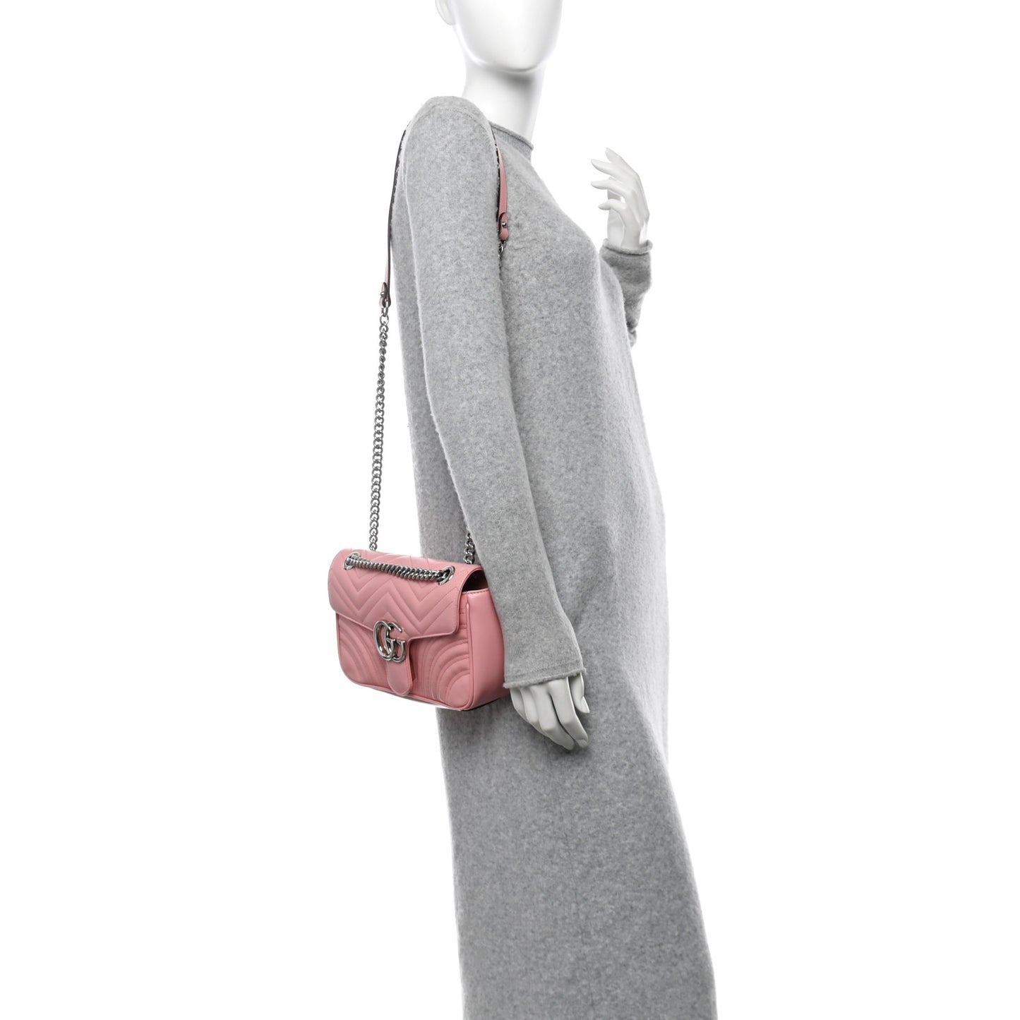 Calfskin Matelasse Small GG Marmont Shoulder Bag Wild Rose