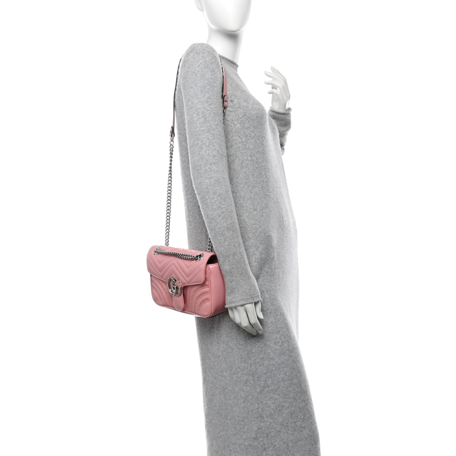 Gucci Calfskin Matelasse Small GG Marmont Shoulder Bag Wild Rose 2 of 11