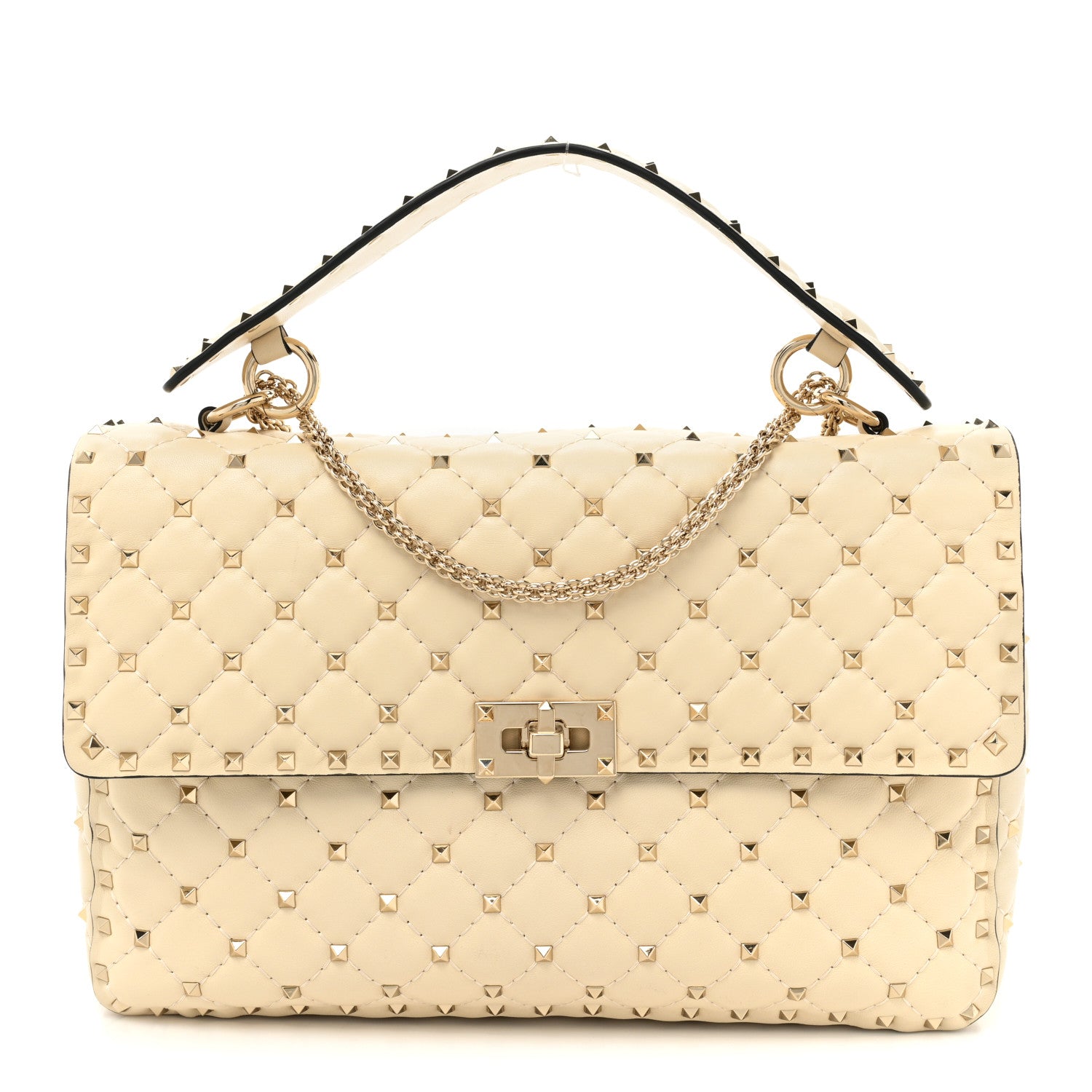 Valentino Garavani Nappa Large Rockstud Spike Shoulder Bag Light Ivory 1 of 10