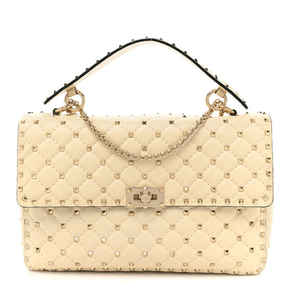 Valentino Garavani Nappa Large Rockstud Spike Shoulder Bag Light Ivory 1 of 10