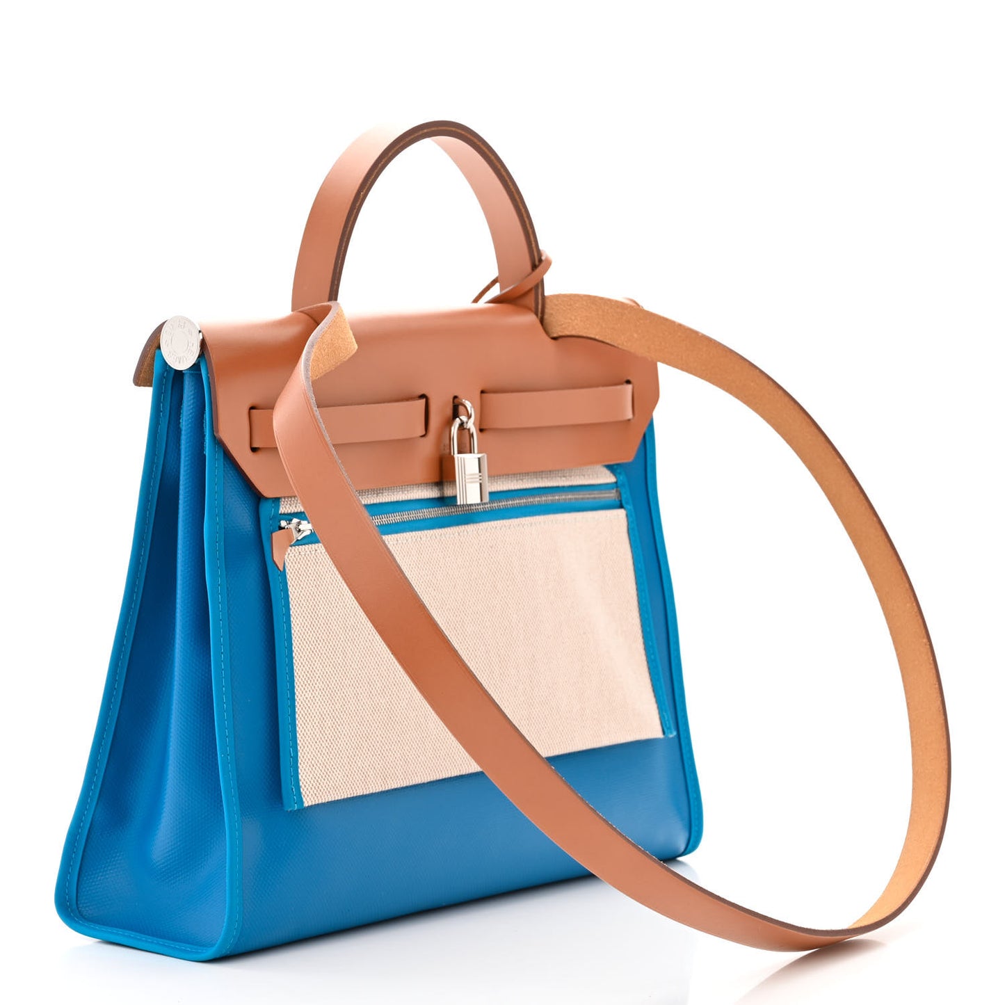 Toile H Berline Vache Hunter Herbag Zip 31 PM Bleu Zanzibar Natural
