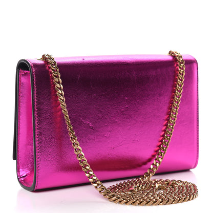 Saint Laurent Metallic Calfskin Small Classic Monogram Kate Satchel Magenta 3 of 17