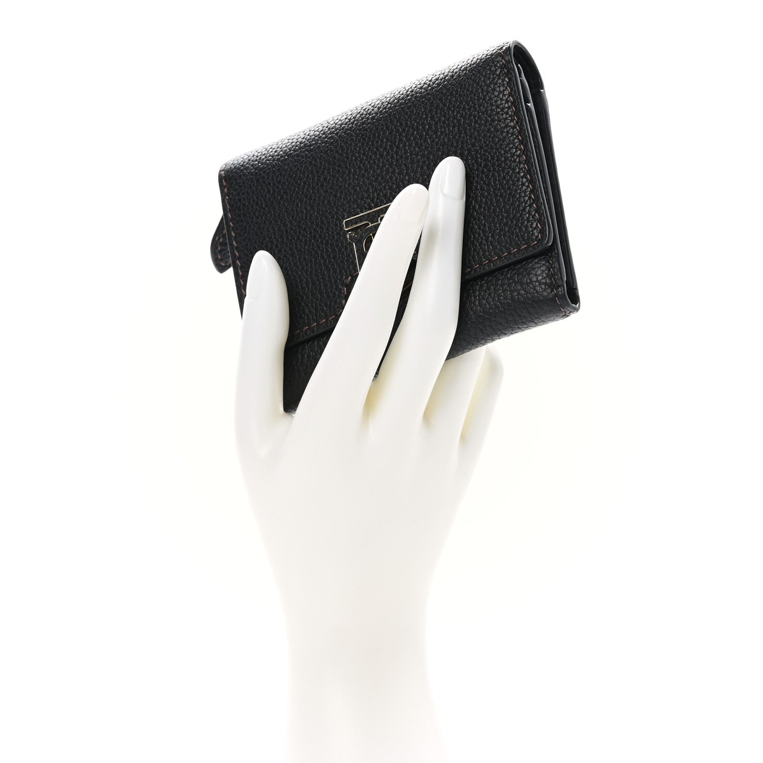 Burberry Grained Calfskin TB Compact Wallet Black 2 of 8