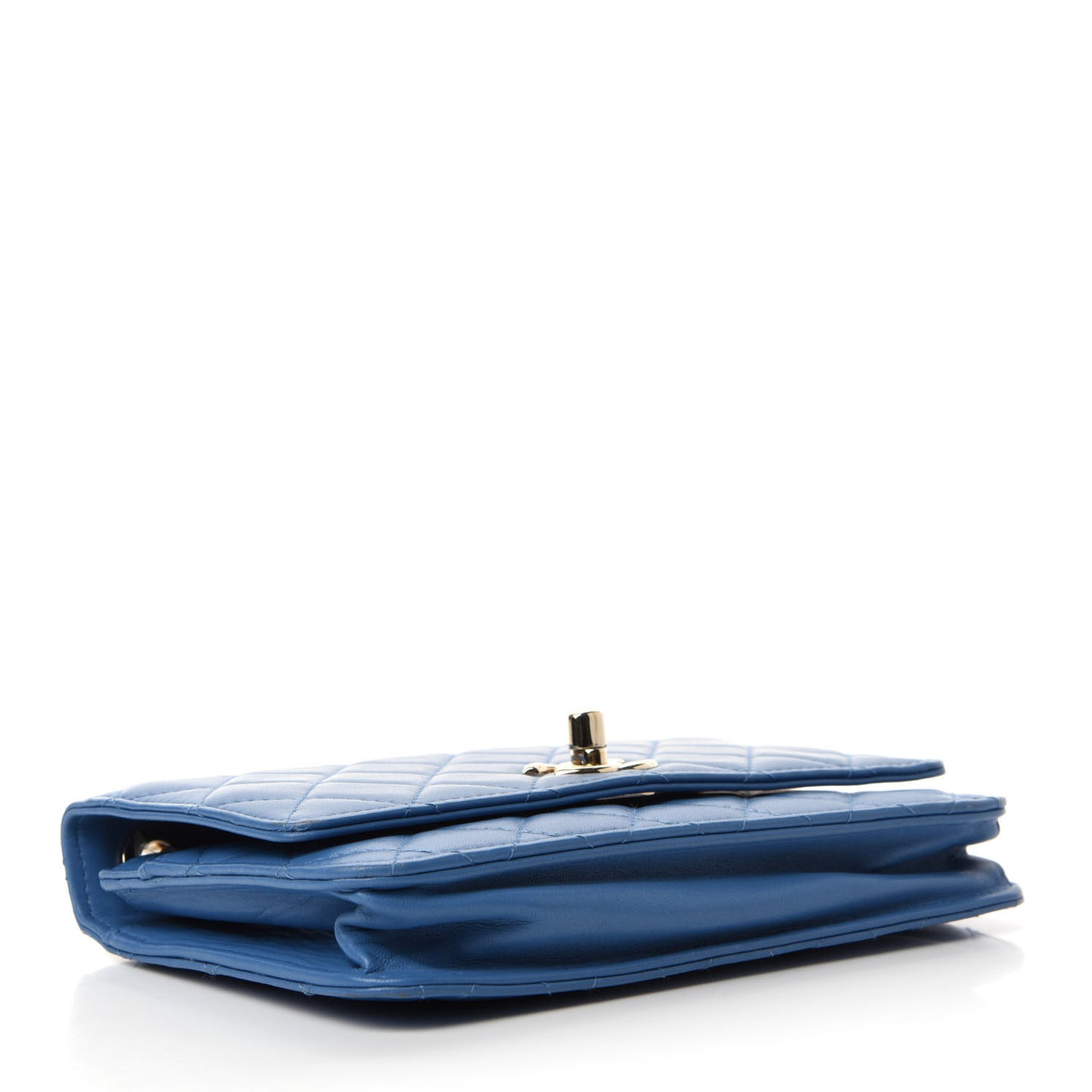Lambskin Quilted Trendy CC Wallet On Chain WOC Blue