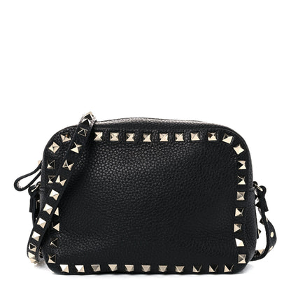 Valentino Garavani Pebbled Calfskin Rockstud Camera Crossbody Bag Black 2 of 8