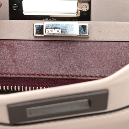 Fendi Vitello Seta Shiny Nappa Medium Peekaboo Iconic Satchel Grigio Polvere Bordeaux 13 of 15