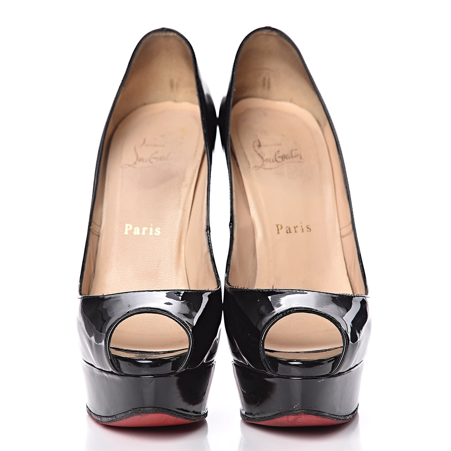 Christian Louboutin Patent Lady Peep 150 Pumps 37.5 Black 2 of 17