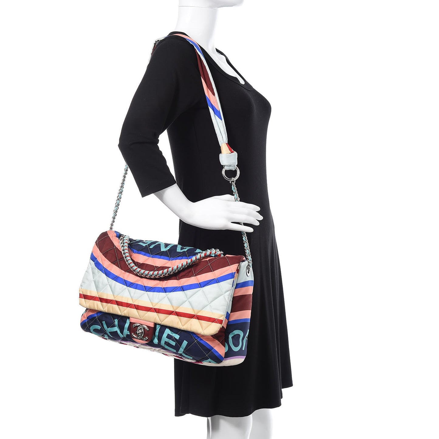 Fabric Quilted Printed Flap Multicolor