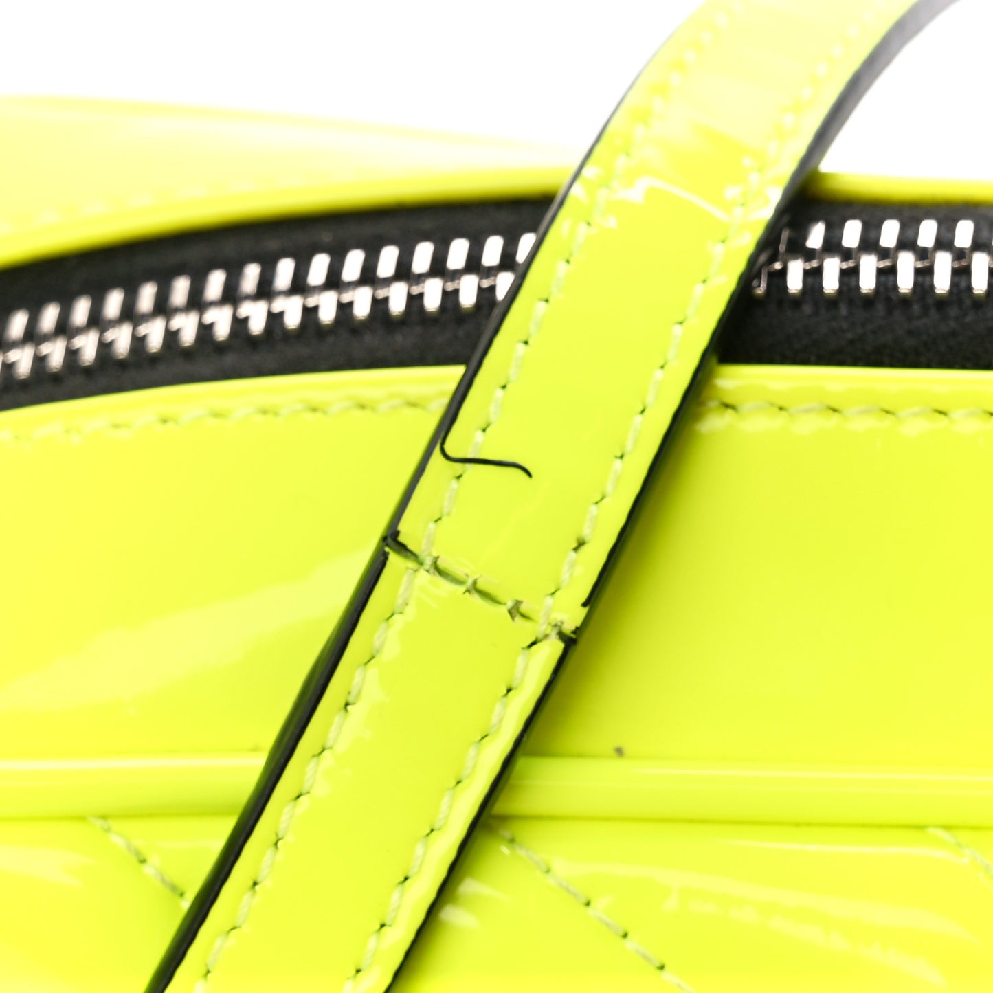 Patent Calfskin Matelasse Monogram Lou Camera Bag Neon Yellow