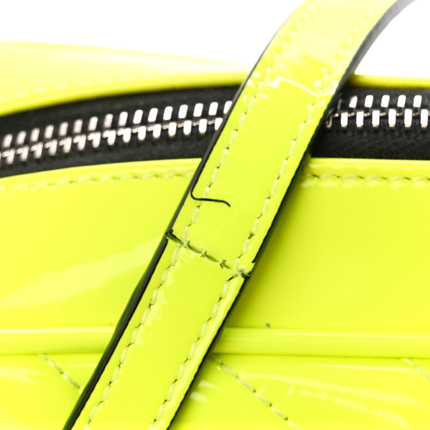Saint Laurent Patent Calfskin Matelasse Monogram Lou Camera Bag Neon Yellow 12 of 13