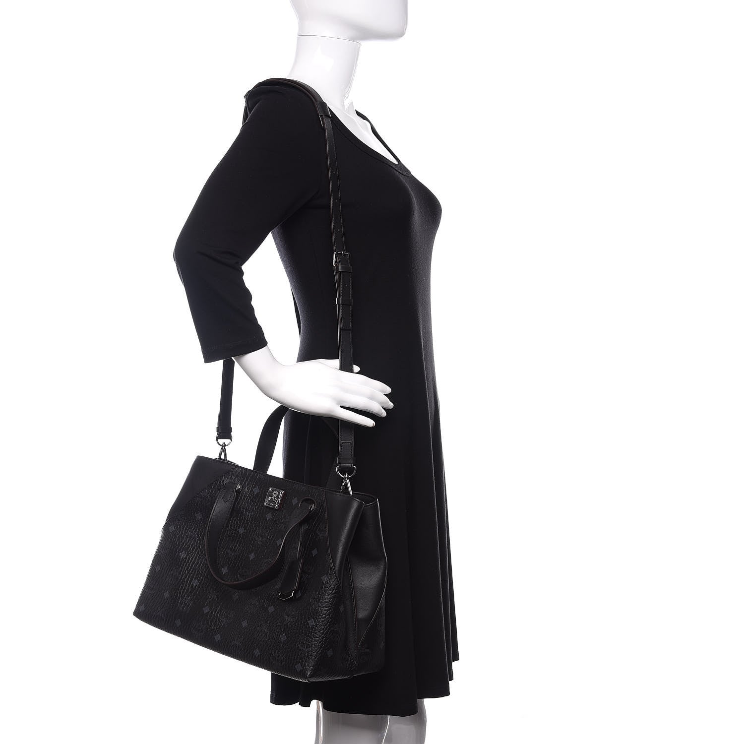 MCM Visetos Large Essential Tote Black 2 of 9