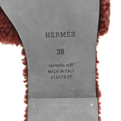 Hermes Woolskin Oran Sandals 38 Cognac 6 of 8