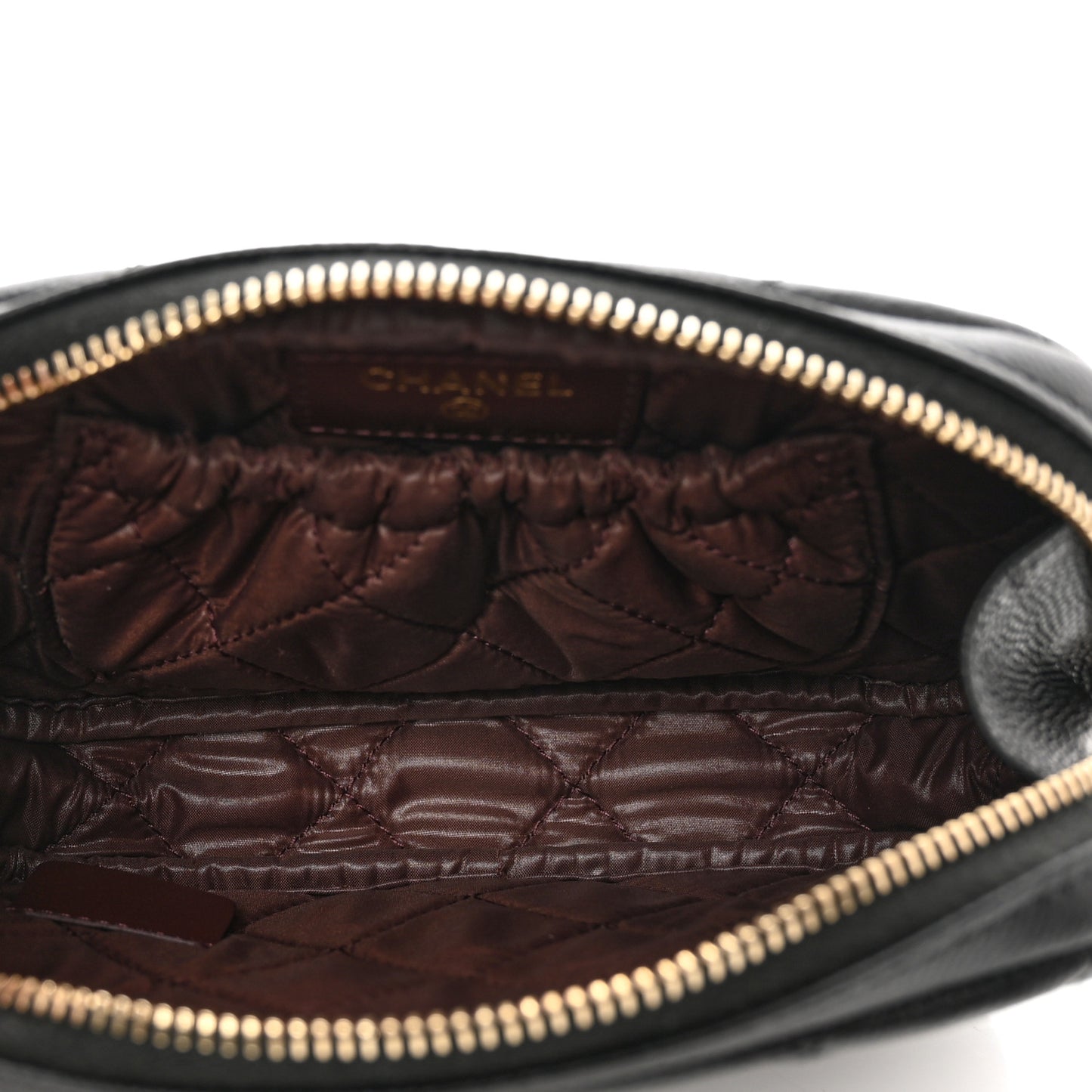 Caviar Quilted Curvy Pouch Cosmetic Case Black