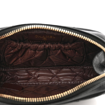 Chanel Caviar Quilted Curvy Pouch Cosmetic Case Black 5 of 8