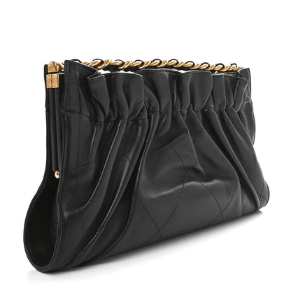 Chanel Lambskin Chain Kiss Lock Clutch Black 3 of 10