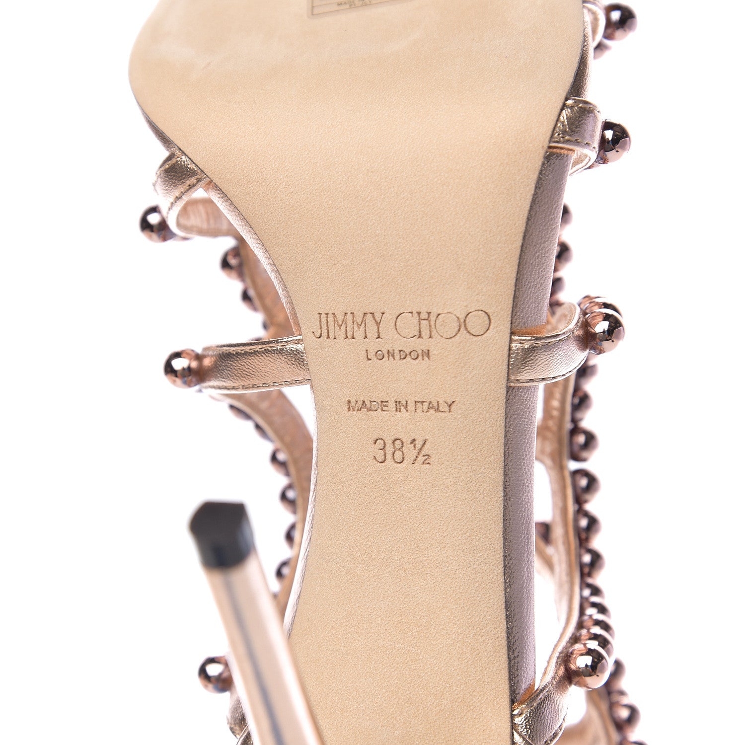 Jimmy Choo Metallic Nappa Leja 100 Sandals 38.5 Tea Rose Copper 7 of 8