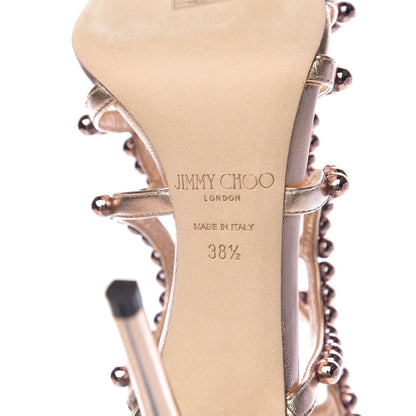 Jimmy Choo Metallic Nappa Leja 100 Sandals 38.5 Tea Rose Copper 7 of 8