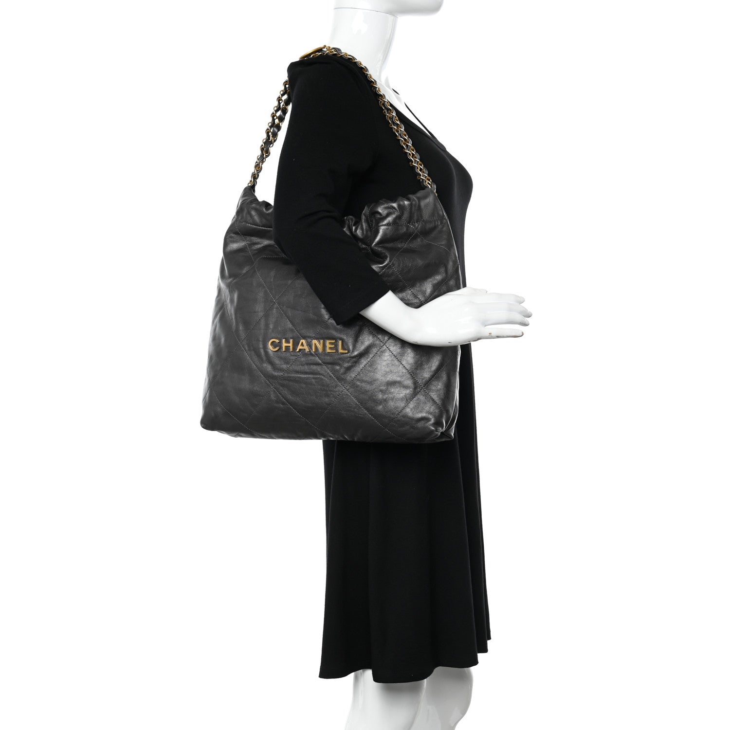 Chanel Metallic Calfskin Quilted Chanel 22 Ruthenium 2 of 12