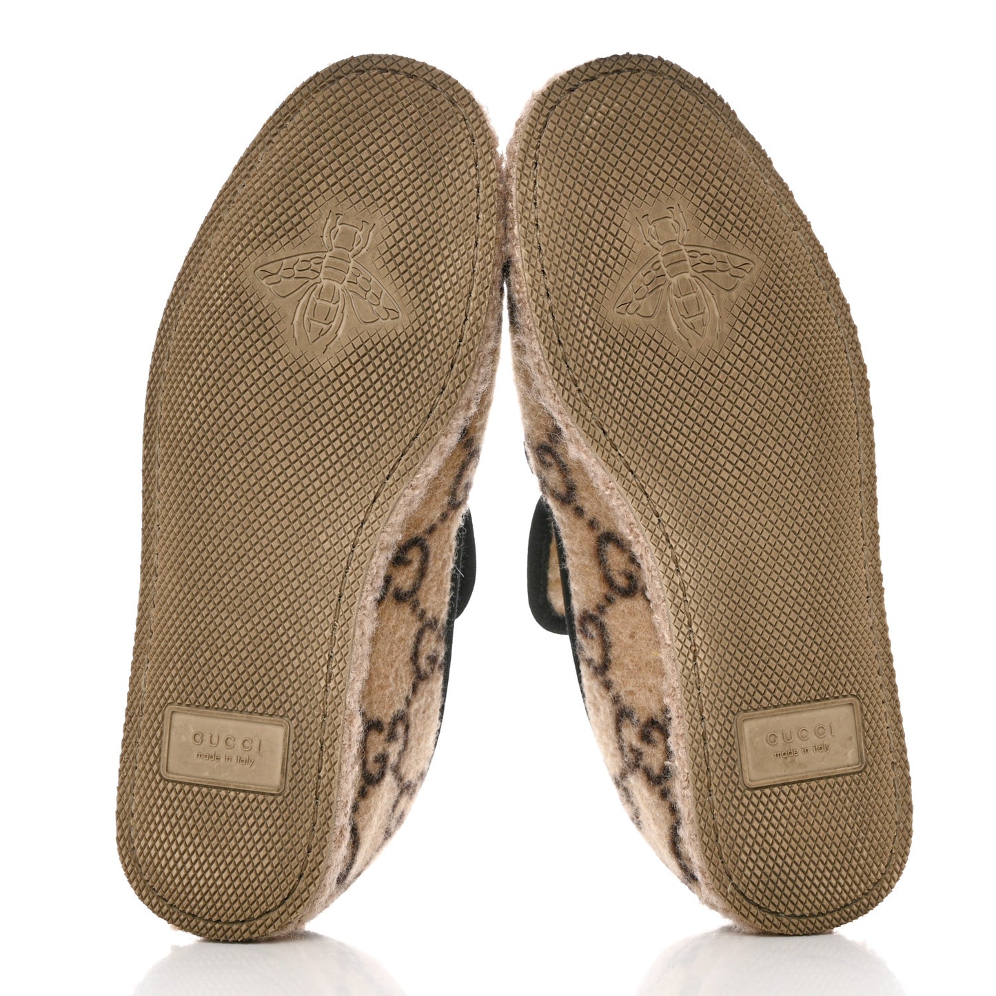 Covered Wool GG Monogram Womens Fria Horsebit Loafers 36.5 Beige Ebony Black Butterscotch