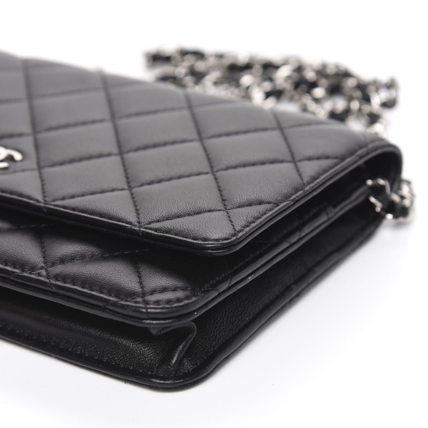 Lambskin Quilted Wallet On Chain WOC Black