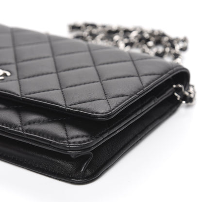 Chanel Lambskin Quilted Wallet On Chain WOC Black 11 of 13