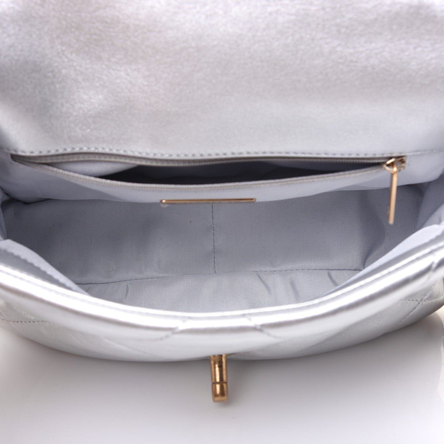Chanel Metallic Lambskin Quilted Medium Chanel 19 Flap Silver 5 of 17