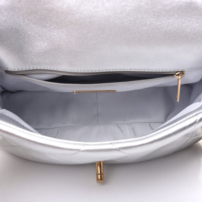 Chanel Metallic Lambskin Quilted Medium Chanel 19 Flap Silver 5 of 17